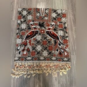 Hand made Mexican Embroidered Gaban | Peacock/Floral